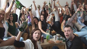 Tattooed brunette punk-girl and her guests enjoy booze and dirty group sex - XXXonXXX - Pic 13