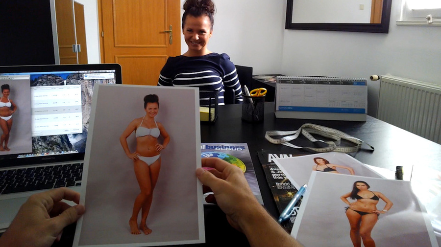 Brunette babe in striped dress spreads legs - XXX Dessert - Picture 13