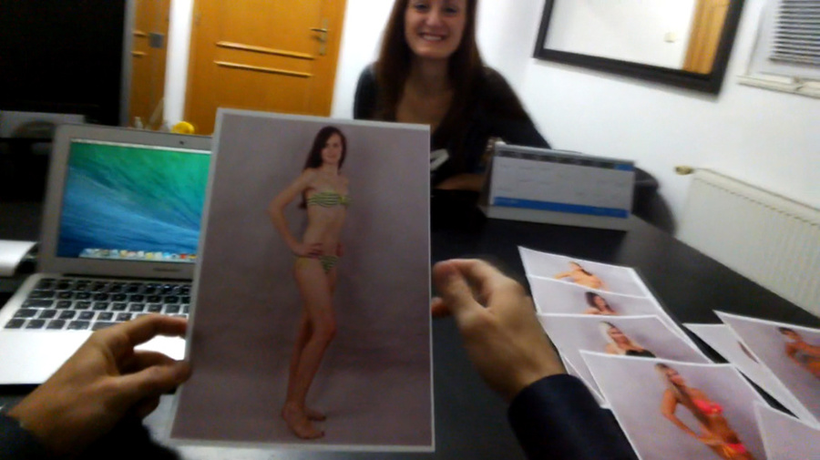 Long-haired brunette in grey dress riding p - XXX Dessert - Picture 3