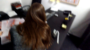 Long-haired brunette in grey dress ridin - XXX Dessert - Picture 5