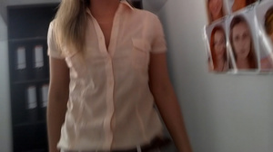 Blonde freshie in pink blouse getting na - Picture 5