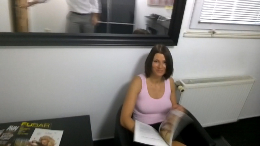 Big-titted brunette in pink vest gets her s - XXX Dessert - Picture 1