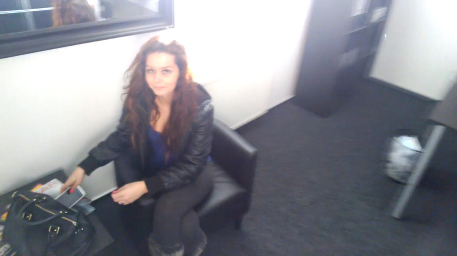 Hot teen redhead in blue vest blowing cock  - XXX Dessert - Picture 1