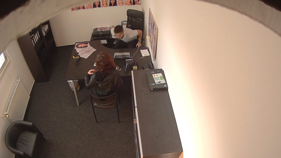 Hot teen redhead in blue vest blowing cock  - XXX Dessert - Picture 2