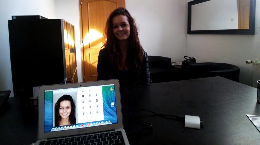 Hot teen redhead in blue vest blowing cock  - XXX Dessert - Picture 13