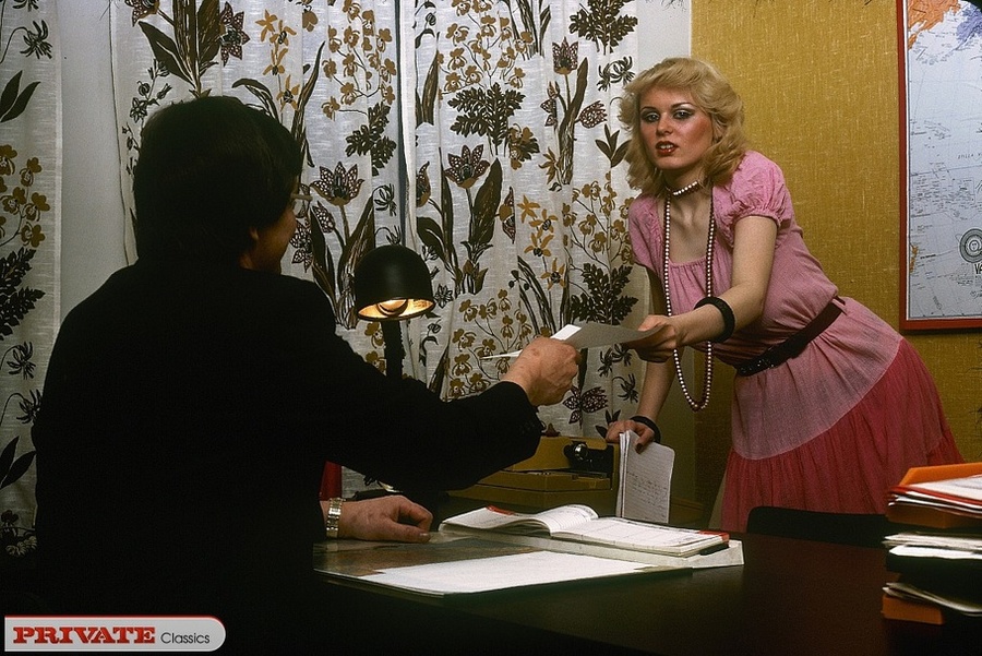 Hot secretary in pink blouse, skirt, black  - XXX Dessert - Picture 2