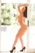 Stunning brunette wearing black undergarment touches herself first soft