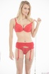 fascinating blonde wearing red