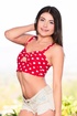 lovely brunette wearing red