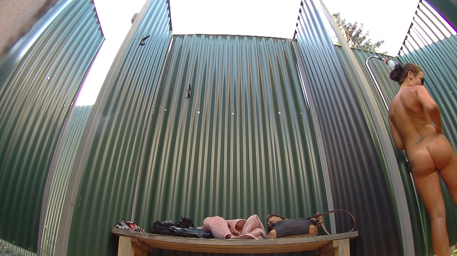 Boobed brunette vixen in sunglasses and jean shorts changing before pool - XXXonXXX - Pic 4