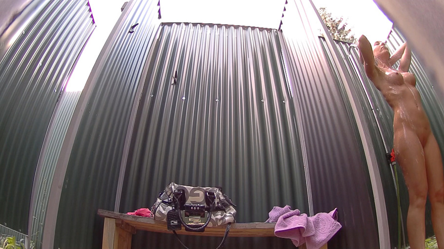 Ponytailed brunette in pink bikini showering after pool - XXXonXXX - Pic 9