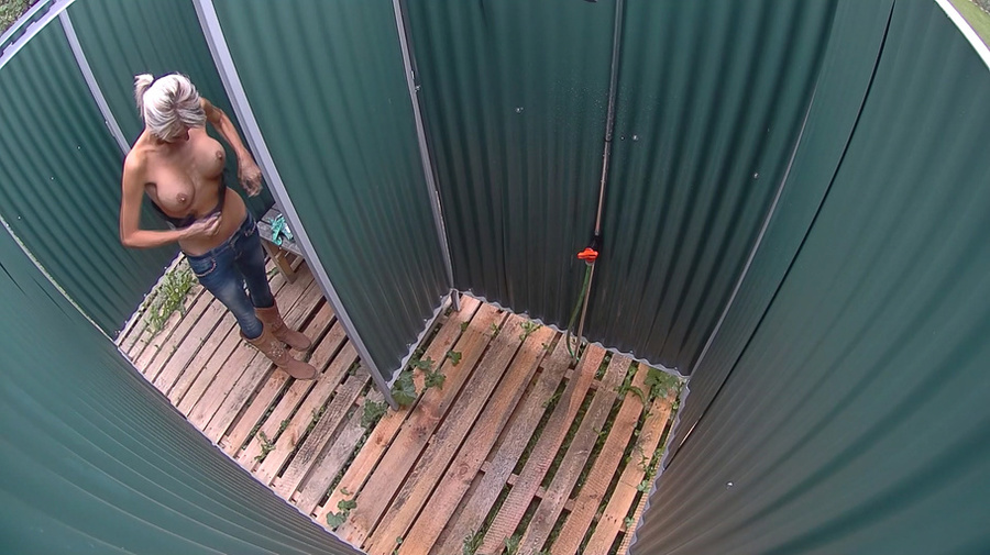 Slim ponytailed blondie with massive fake tits changing after pool - XXXonXXX - Pic 7