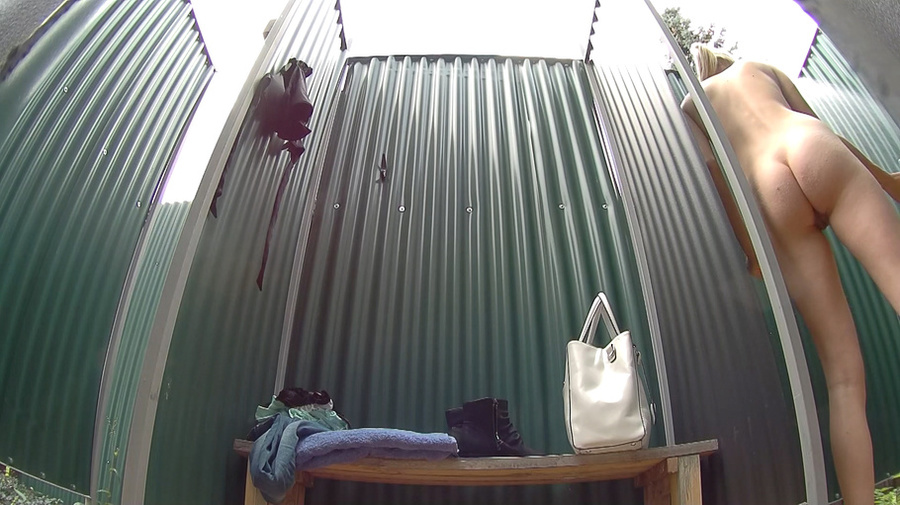 Blonde ponytailed girl taking shower and dressing after swimming - XXXonXXX - Pic 4