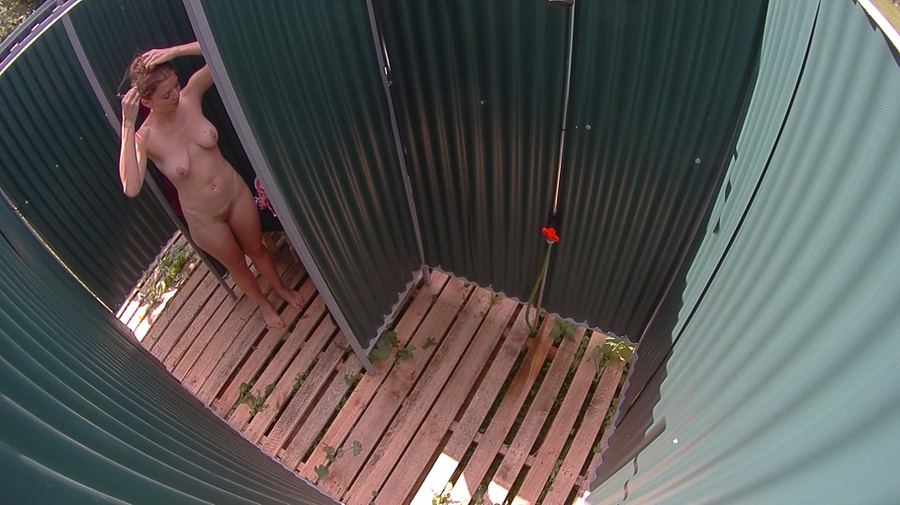 Red long-haired girl with big tits showering before pool - XXXonXXX - Pic 3