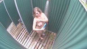 Fair-haired housewife gets naked to take shower and change before pool - Picture 9