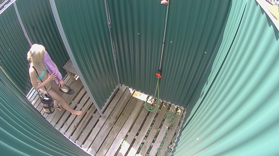 Petite blonde teeny with small tits showering and changing after swimming - XXXonXXX - Pic 1