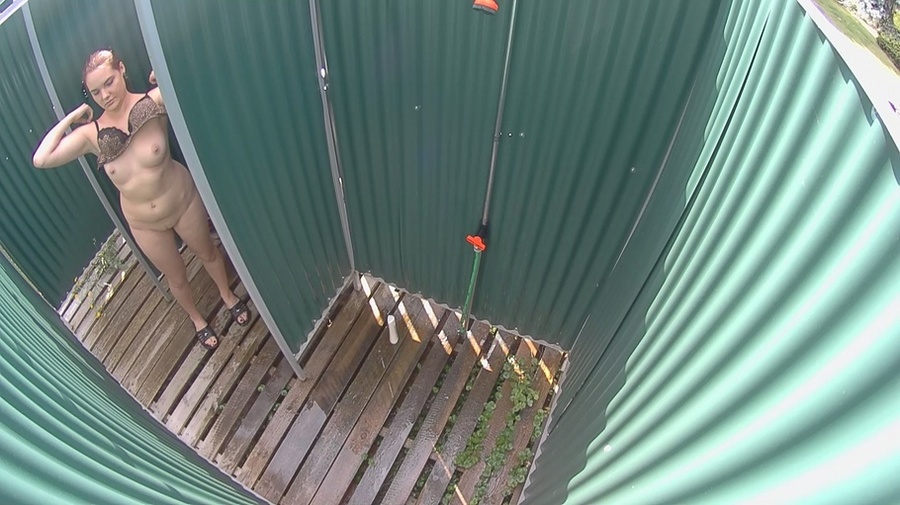 Brunette babe in ponytail takes off her bikini to shower and change - XXXonXXX - Pic 7