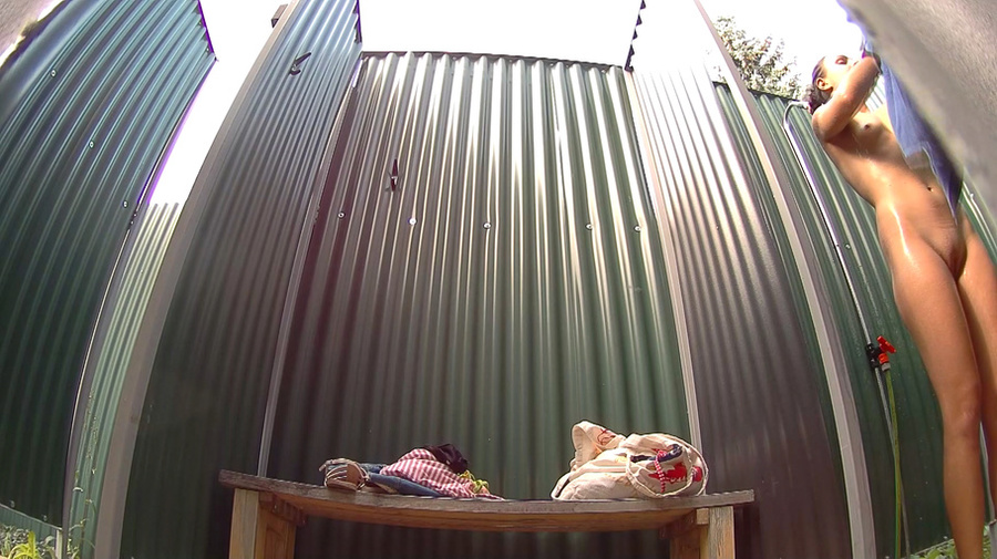 Spy cam shows us brunette gal with hair knot changing before pool - XXXonXXX - Pic 4