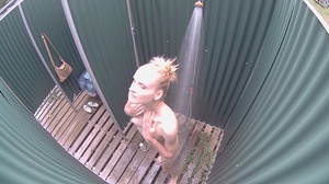 Skinny blonde girl with small tits gets clean and dressed after shower - Picture 3