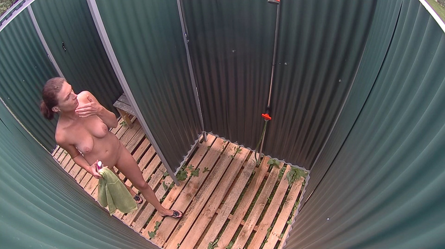 Ponytailed brunette with big natural tits preparing to swim in the changing cabin - XXXonXXX - Pic 9