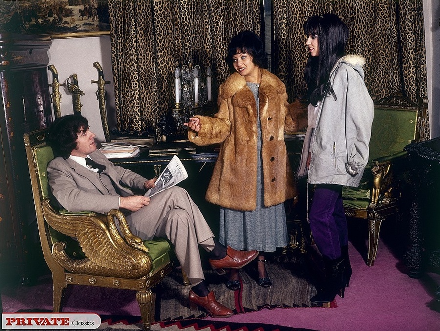 Hot chick wearing furry brown jacket, gray  - XXX Dessert - Picture 1