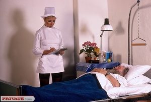 Steaming hot nurse in white uniform, bla - Picture 4
