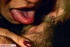 Luscious blondes peels off their black and red dresses then bares their