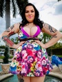 Tattooed fat chick takes off her multi - Picture 1