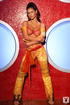 Latin beauty strips and leaves nothing on to show her big breasts and