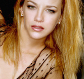 Skinny blonde babe with perky tits shows off her nips in huge high heels