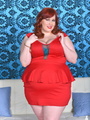 Redhead plumper takes off her red dress - Picture 1