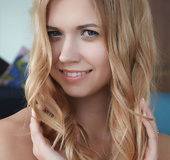 Sexy ass blondie in black seduces with round ass, shaved pussy and soft