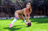football hottie wearing pink