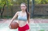 brown-eyed brunette basketball player