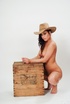 tempting brunette straw hat