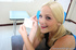 perky blonde sucks and