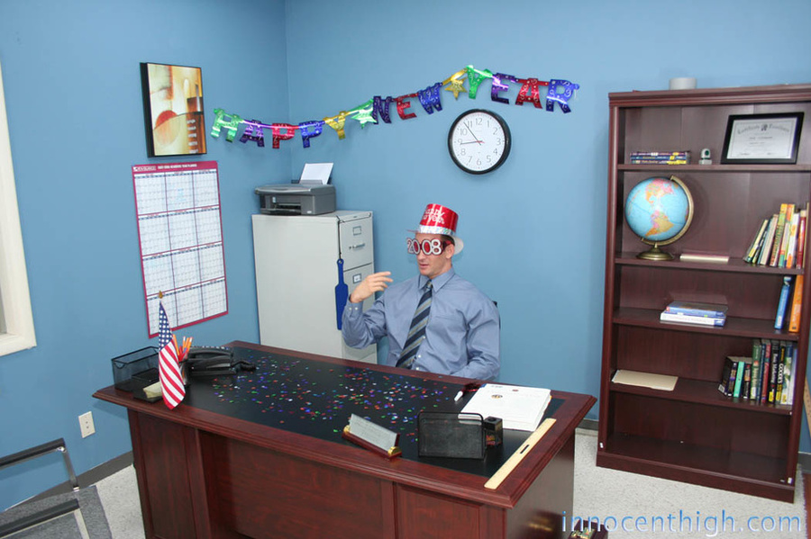 Pigtailed brunette in black undies, visits her teacher in his office, and played with his cock - XXXonXXX - Pic 1