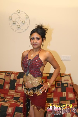 Pierced nose indian gal took off her red outfit and pulled aside her black panty just to expose her shaved snatch - XXXonXXX - Pic 5