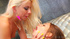 Petite sluts in neon lingerie gets their asses pounded on the couch
