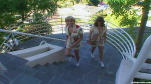 Two hot chicks goes door to door for some fun time - Picture 1