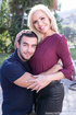 Slutty blonde in red shirt and black bra sucks then screws stepson to