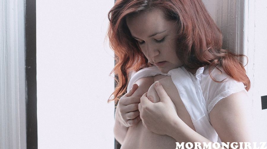 Wicked redhead rubbing her hairy muff naked standing up - XXXonXXX - Pic 2
