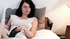 Mormon brunette temptress rubbing her coochie in her bed