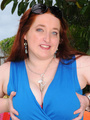 Luscious plus size redhead in blue - Picture 1