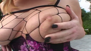 Perky blonde in fishnets teases her body and sucks cock for jizz. - XXXonXXX - Pic 6