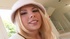 Cute blonde with perky tits gets on the floor to suck some sausages.