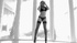 blonde strips black lingerie