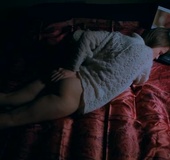 Curvy girl gets turned on watching lesbian porn at her bedroom