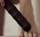 Sexy college aged chick is making herself horny by fucking a black dildo