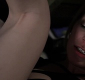 Smooth shaven pussy of blonde in heels gets spread open by her eager dildoing